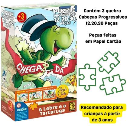 Imagem de Quebra Cabeça Progressivo Monte e Conte A Lebre e a Tartaruga