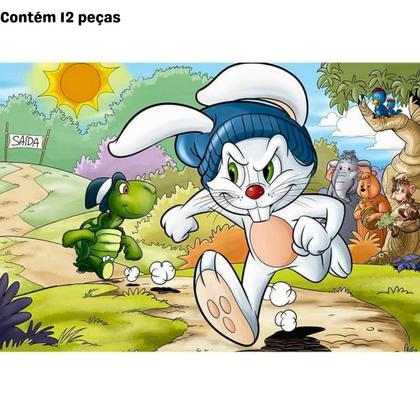 Imagem de Quebra Cabeça Progressivo Monte e Conte A Lebre e a Tartaruga