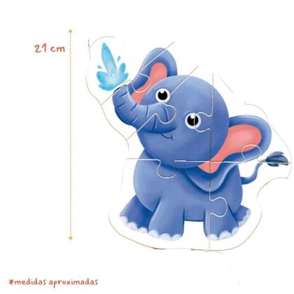 Imagem de Quebra Cabeça Progressivo Safari 20 Peças Gigantes Em Madeira Brincadeira de Criança +3 Anos