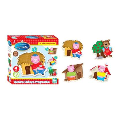Imagem de Quebra Cabeça Progresso Os Três Porquinhos - Nig Brinquedos