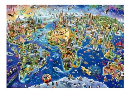 Imagem de Quebra Cabeça Puzzle Mapa Múndi Turístico 5000 Peças