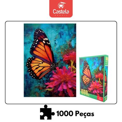 Imagem de Quebra Cabeça Puzzle Pintura Borboleta e Flores 1000 Peças CBS0007 - Castela