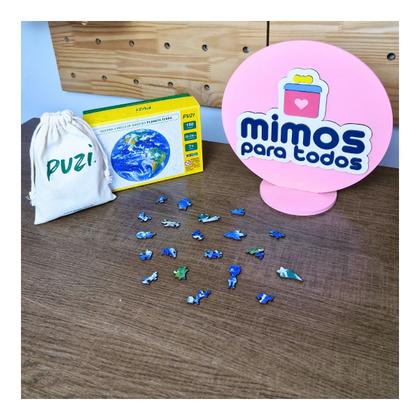 Imagem de Quebra cabeça Redondo Planeta Terra Brinquedos Educativos 7 anos MDF Puzi Puzzle Desafio Raciocínio Lógico