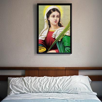 Imagem de Quebra-Cabeça Religioso Cognitivo Santa Luzia 35 peças MDF o chaveiro