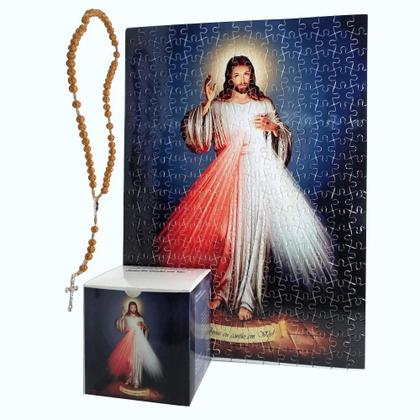 Imagem de Quebra-Cabeça Religioso Jesus Misericordioso 300 Pç + Terço