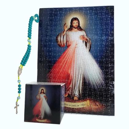 Imagem de Quebra-Cabeça Religioso Jesus Misericordioso 300 Pç + Terço