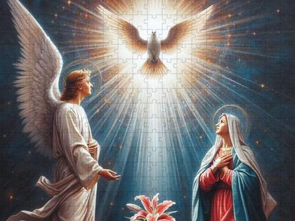 Imagem de Quebra-Cabeça Sagrado o anjo anunciou a Maria e ela concebeu de 300 peças