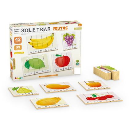 Imagem de Quebra-cabeça Soletrando Frutas Em Madeira MDF 42 Peças - Junges