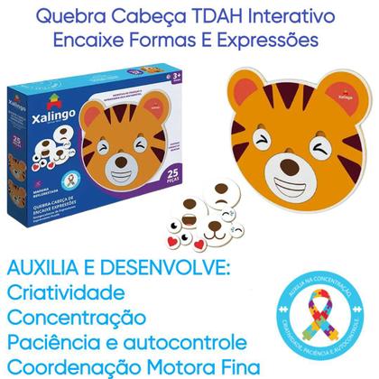 Imagem de Quebra Cabeça TDAH Interativo Encaixe Formas E Expressões 