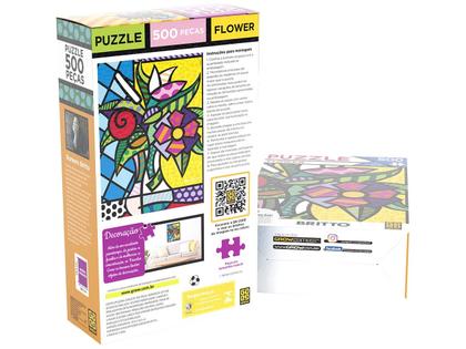 Imagem de Quebra-cabeças 500 Peças Paisagem - Puzzles Adultos Flower Romero Britto