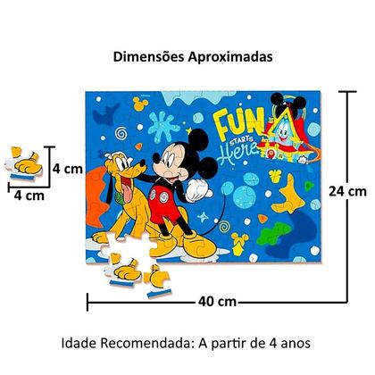 Imagem de Quebra-Cabeças de Brinquedo Mickey em Madeira Infantil Original Xalingo 60 Peças