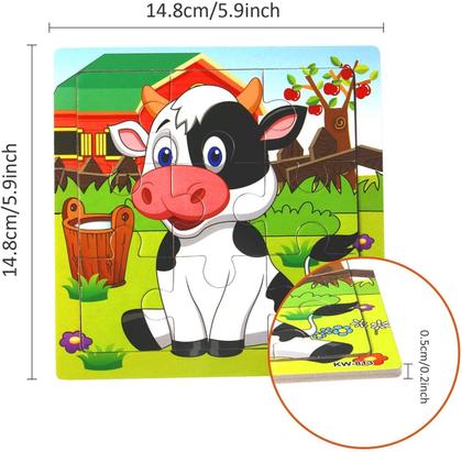 Quebra-Cabeças de Madeira para Crianças (2-5 anos) - Pacote com 12 Peças Imagem de Quebra-Cabeças de Madeira para Crianças (2-5 anos) - Pacote com 12 Peças