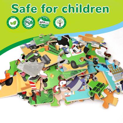 Imagem de Quebra-cabeças de madeira VIJYYZT para crianças de 3 a 5 anos, 6 pacotes com 24 peças