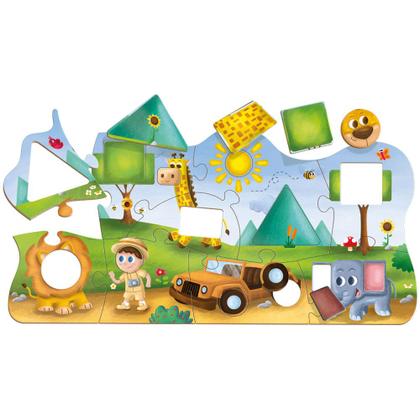 Imagem de Quebra-Cabeças Formas Safari Brinquedo Infantil Educativo