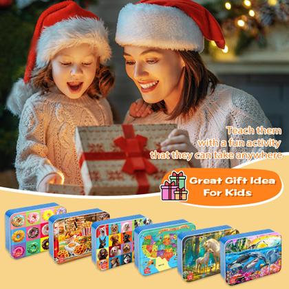 Imagem de Quebra-cabeças LELEMON para crianças de 4 a 6 anos, pacote com 6, 100 peças com caixa