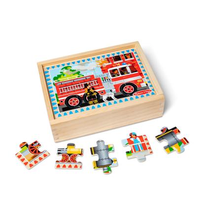 Imagem de Quebra-cabeças Melissa & Doug Wooden, pacote com 2 quebra-cabeças com 8 quebra-cabeças