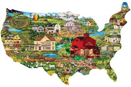Imagem de Quebra-cabeças, obras-primas, 1000 peças, forma dos Estados Unidos
