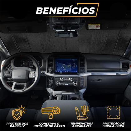 Imagem de Quebra Sol De Parabrisa Painel Protetor Solar Automotivo UV Para Carro 125 x 60 cm