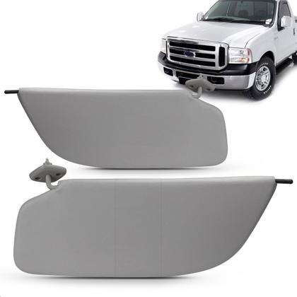 Imagem de Quebra Sol F250 F350 F4000 1998 1999 00 01 02 03 04 05 06 07 08 09 10 11 Cinza Espelho Bolsa Lado Direito