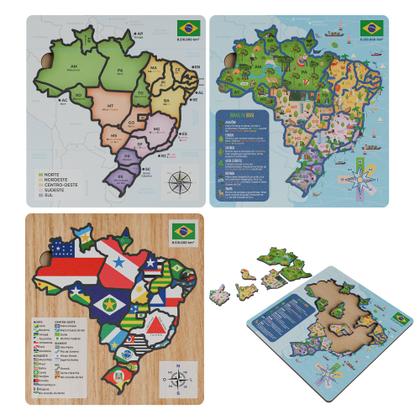 Imagem de QuebraCabeça em MDF Mapa do Brasil Mapas Temáticos para Aprender Brincando