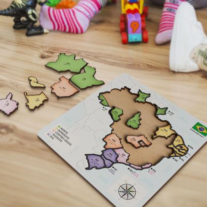 Imagem de QuebraCabeça em MDF Mapa do Brasil Mapas Temáticos para Aprender Brincando
