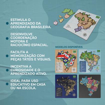 Imagem de QuebraCabeça em MDF Mapa do Brasil Mapas Temáticos para Aprender Brincando