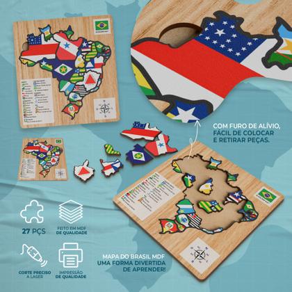 Imagem de QuebraCabeça em MDF Mapa do Brasil Mapas Temáticos para Aprender Brincando
