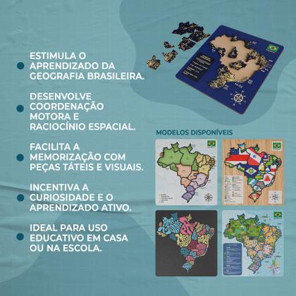 Imagem de QuebraCabeça em MDF Mapa do Brasil Mapas Temáticos para Aprender Brincando