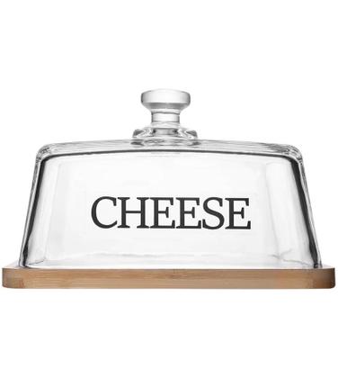 Imagem de Queijeira 20,5x18,5x12cm Com Base Em Bambu Basic Vidro