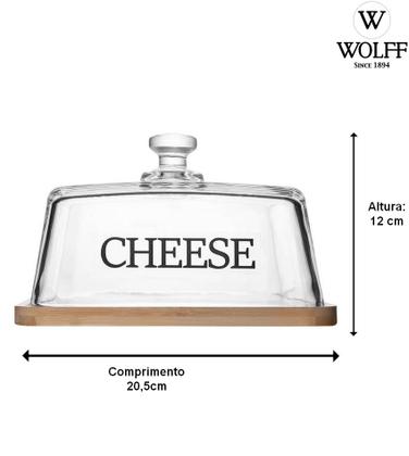 Imagem de Queijeira 20,5x18,5x12cm Com Base Em Bambu Basic Vidro