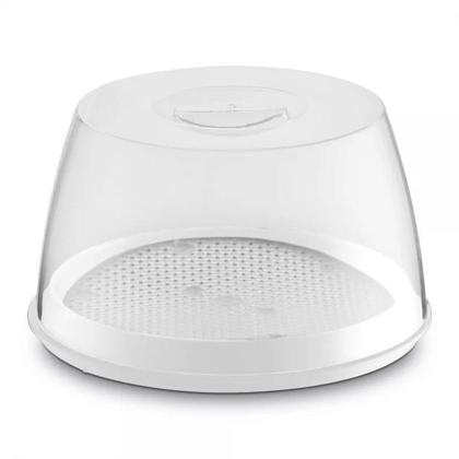 Imagem de Queijeira De Acrílico Redonda Com Tampa E Grade Interna Escorredor Porta Queijo E Frios Cozinha Gourmet Mesa Posta UZ Utilidades