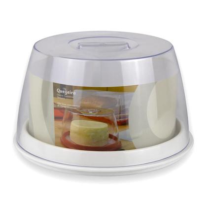 Imagem de Queijeira De Acrílico Redonda Com Tampa E Grade Interna Escorredor Porta Queijo E Frios Cozinha Gourmet Mesa Posta UZ Utilidades
