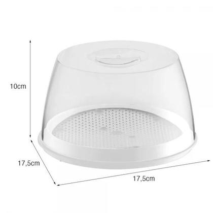 Imagem de Queijeira De Acrílico Redonda Com Tampa E Grade Interna Escorredor Porta Queijo E Frios Cozinha Gourmet Mesa Posta UZ Utilidades