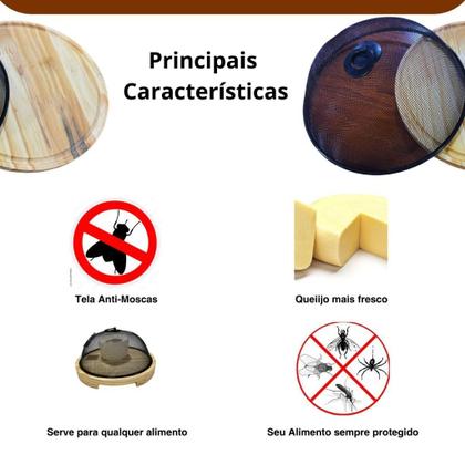 Imagem de Queijeira De Conservação em Madeira Com Tela De Proteção preta com Base
