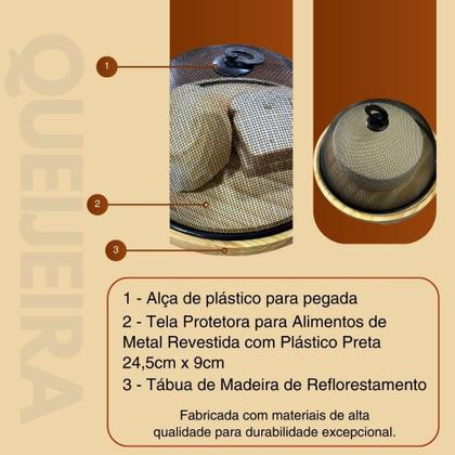 Imagem de Queijeira De Conservação em Madeira Com Tela De Proteção preta com Base
