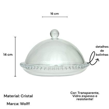 Imagem de Queijeira Redonda Bolinhas Vidro Pearl Wolff Gourmet Queijo