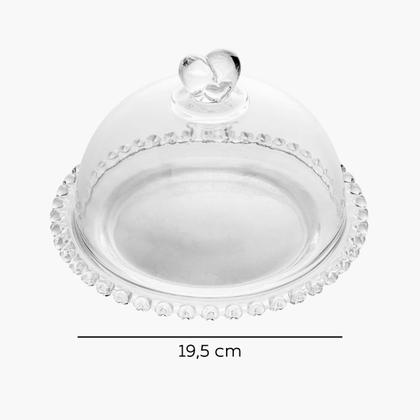 Imagem de Queijeira Redonda de Mesa Cristal Decorada Coração com Tampa