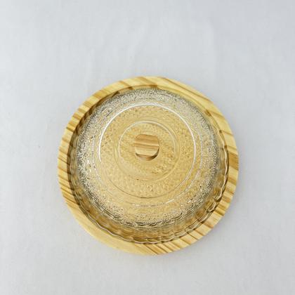 Imagem de Queijeira Rústica Artesanal Madeira e Vidro Boho Chic 18cm