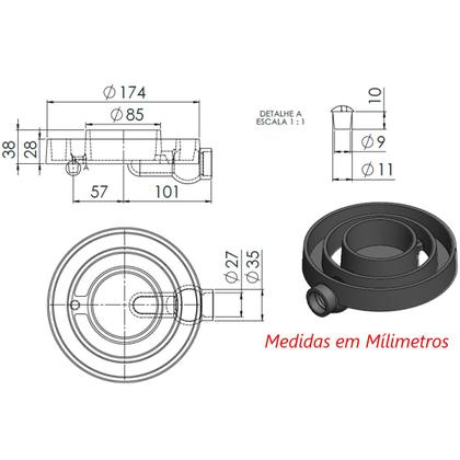Imagem de Queimador Duplo 1Cano Completo Fogão Industrial Ferro 17,4cm