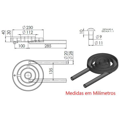 Imagem de Queimador Duplo Para Fogão Industrial de Ferro Fundido 23cm