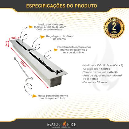 Imagem de Queimador Ecológico Lareira A Álcool Ou Etanol 1 metro Inox