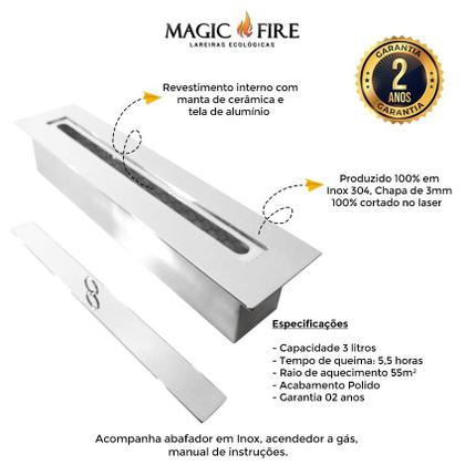 Imagem de Queimador Ecológico Para Lareira A Álcool 60cm Inox 304