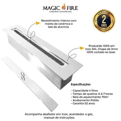 Imagem de Queimador Ecológico Para Lareira A Álcool 70cm Inox 304