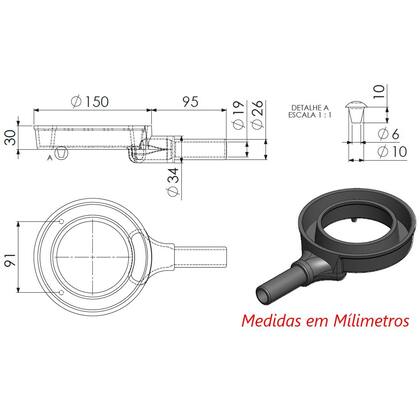 Imagem de Queimador Simples Dupla Chama Completo Fogão Ferro N2 15cm