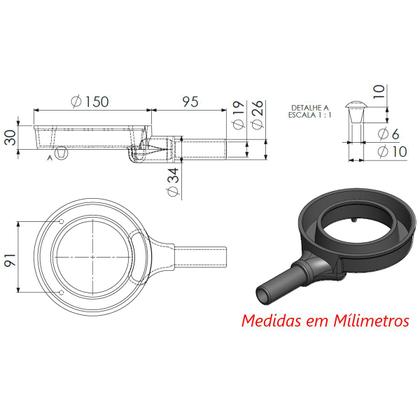 Imagem de Queimador Simples Dupla Chama Fogão Industrial Ferro N2 15cm