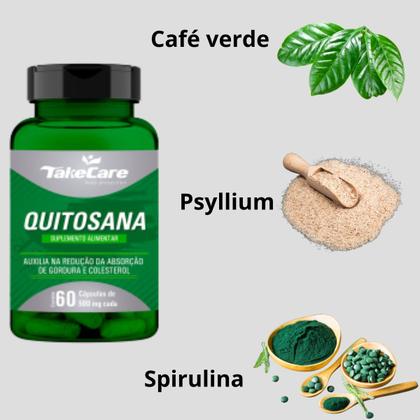 Imagem de Quitosana Spirulina Psyllium e Café Verde - 60 Capsulas Take Care