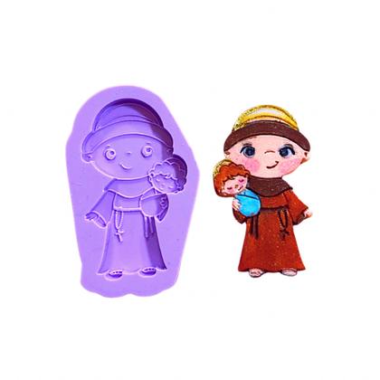 Imagem de R111 Molde de silicone Santo Antônio de Pádova chaveiro resina confeitaria