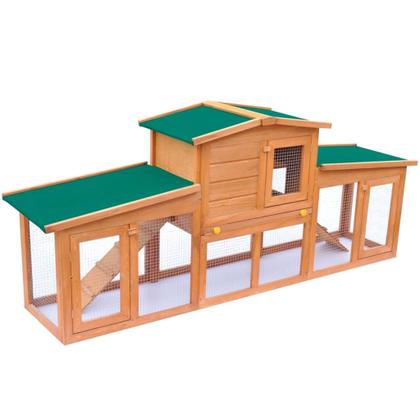 Imagem de Rabbit Hutch vidaXL grande de madeira com 2 pistas para coelhos