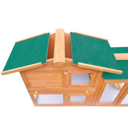 Imagem de Rabbit Hutch vidaXL Outdoor Large de 2 camadas de madeira com telhado verde