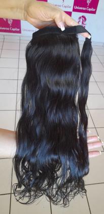 Imagem de Rabo de cavalo cabelo humano liso ondulado 50cm